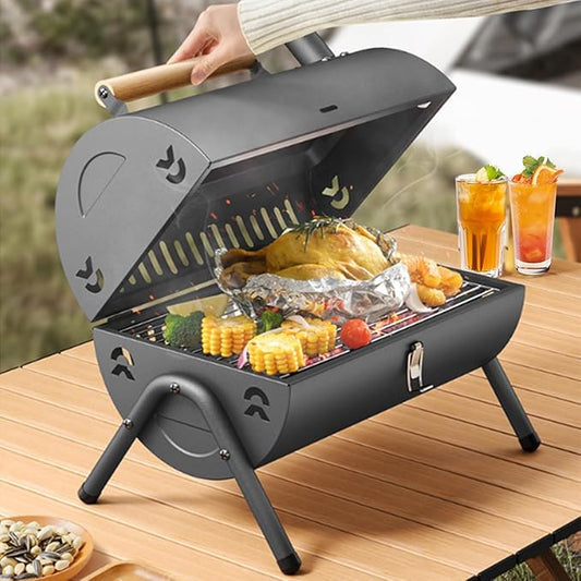 Omira Portable BBQ Grill, Foldable Grill, Camping Picnic Grill, Portable Folding BBQ Set, Comes with Organizer for Home Party, Outdoor Cooking, Picnic, Camping