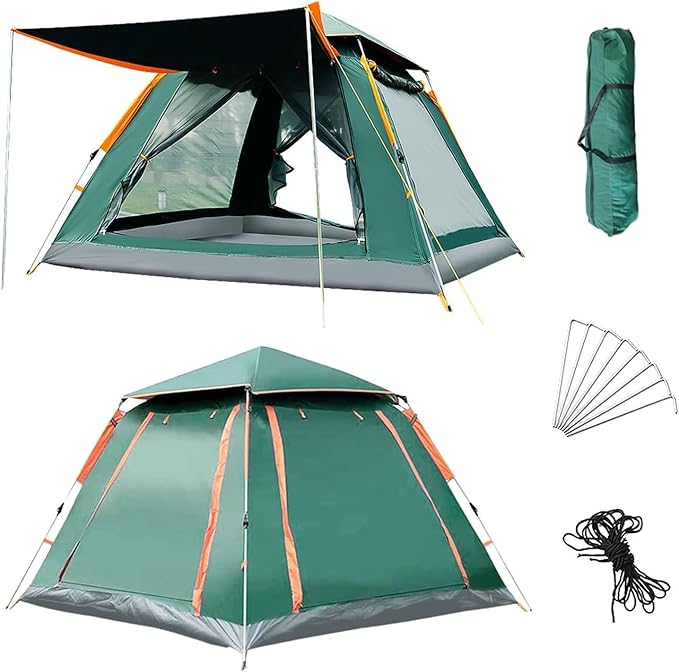 Lightweight Camping Tent for 4-6 Persons, 30 Seconds Instant Pop Up Tent, Automatic Family Outdoor Camping Tent, Waterproof Hiking Dome Tent with Carry Bag and Removable Rain Cover for Bags