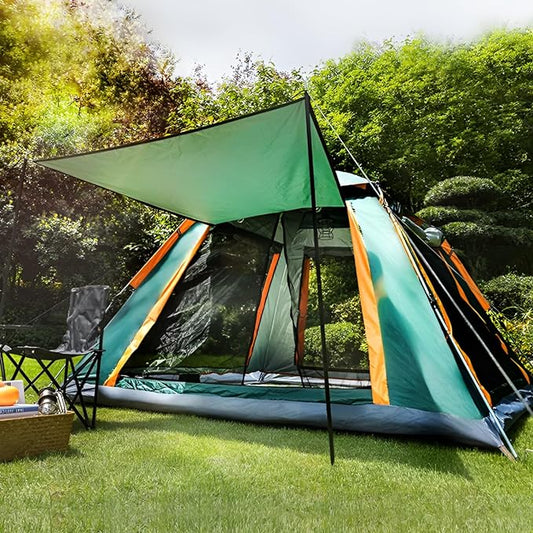 HEXAR® 4/6 Person Instant Pop Up Automatic Camping Tent, Portable Lightweight Outdoor Camping Tent Waterproof Windproof 2 Door Mesh Windows with Carry Bag