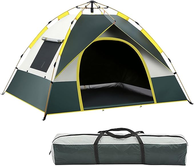 T-DO Camping Tent (2-4 Person) Lightweight Waterproof Camping Hiking Tent, Easy Set Up Automatic Camping Tent, Pop Up Desert Camping Tent for Family and Friends, with Removable Rain Flap