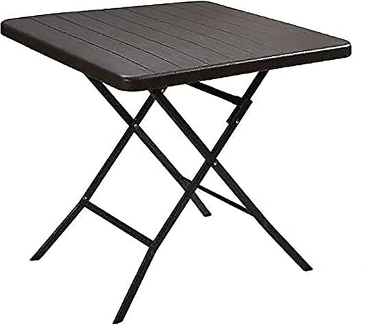 Lanny Portable Folding Plastic Table with Wood Design 62 x 62 cm for 2-4 People for Parties, Picnics, Garden, Dining, Kitchen, Buffet, Restaurants (Brown 3)