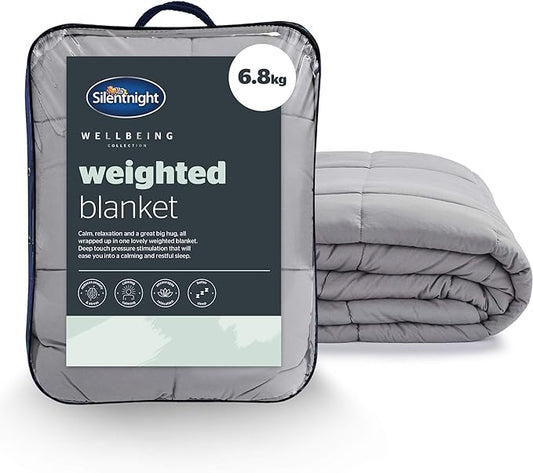 Silent Night Weighted Blanket - Anxiety Relief, Stress Relief, Insomnia Blanket for Adults - Sensory Quilted Wellness Blankets, 6.8kg (150cm x 200cm) (Adult), Grey