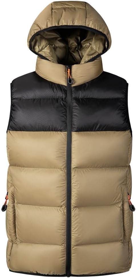 Men's Winter Outdoor Warm Padded Jacket with Removable Hood Sleeveless