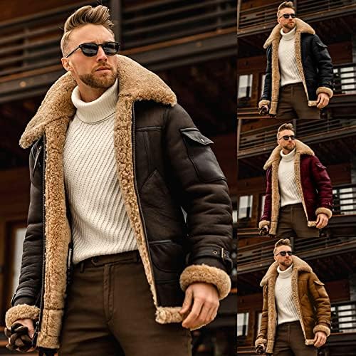 Men's Stylish B3 Bomber Flight Shearling Aviator Leather Jacket Winter Sheepskin Coat