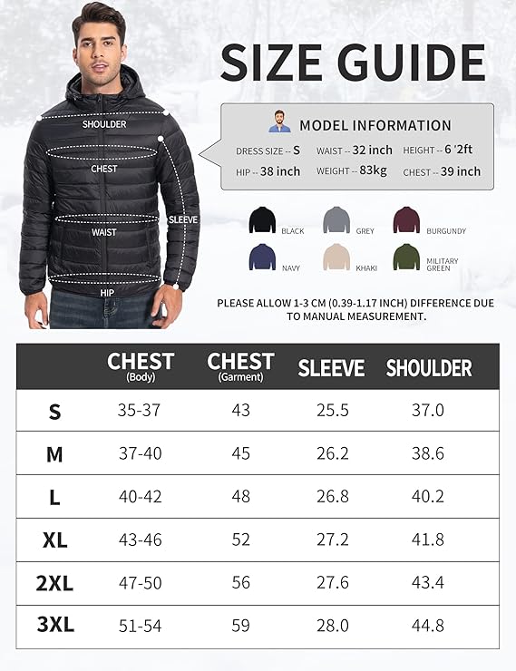 Pioneer Camp Men's Lightweight Stackable Jacket, Thermal Insulated Puffer Winter Jacket with Hood, Winter Puffer Jacket for Running and Travel