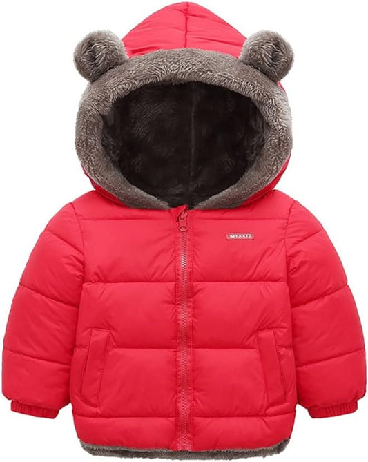 Nayafly Kids Boys Girls Toddler Hooded Jacket Winter Warm Thick Bear Ear Coat
