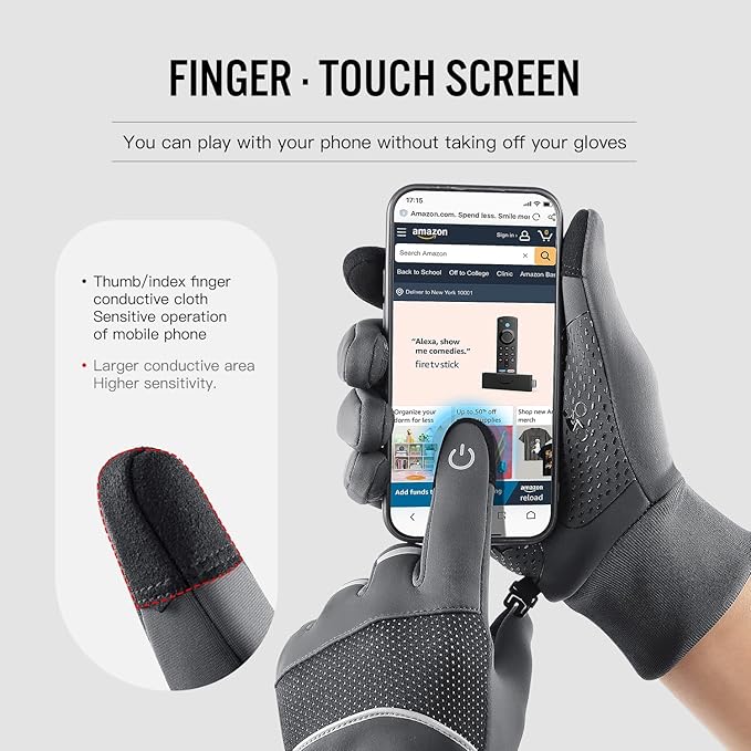 Castove Winter Gloves - Waterproof, Thermal, Touch Screen Gloves for Outdoor Sports, Running, Cycling, Driving - Unisex Design for Men and Women
