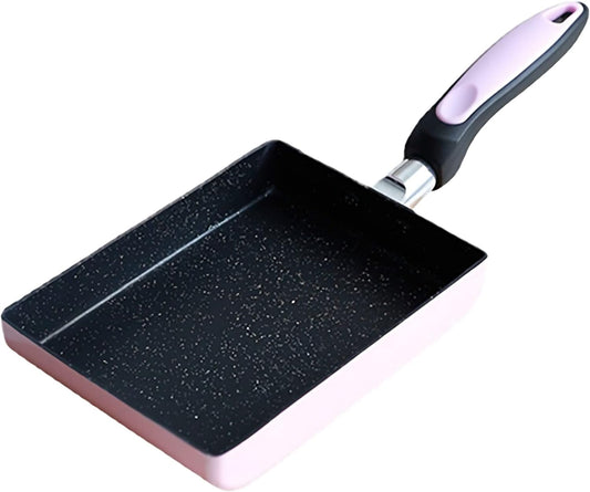 AR-Beauty Japanese Omelette Pan/Egg Pan with Non-Stick Coating, Small Rectangular Frying Pan, Square Frying Pan for Eggs, Fish, Meat (Pink)