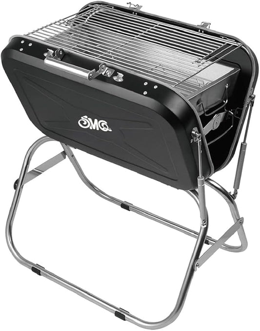 SMQ Portable Foldable Charcoal Grill, Durable Stainless Steel BBQ Grill, Tabletop Tool Set for Outdoor Picnic, Backyard, Camping, Cooking