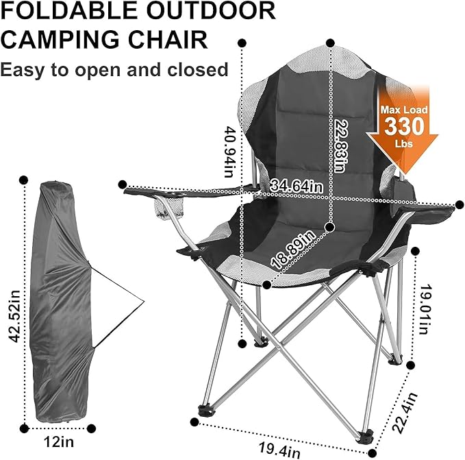 كرسي تخييم قابل للطي من جو 2 كامبس مع حامل اكواب عالي الجودة (رمادي) | كرسي سادو | كرسي قابل للطي | كرسي حديقة | كرسي صيد | كرسي سفر | كرسي نزهة وكرسي احتفالات