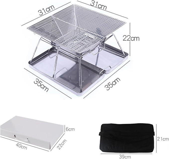 Most Now Camping Grill, Portable Folding Charcoal Grill, Backpacking BBQ Grill, Heavy Duty Fire Pit Grill with Carry Bag for Outdoor Cooking, Fire Pit, Backyard